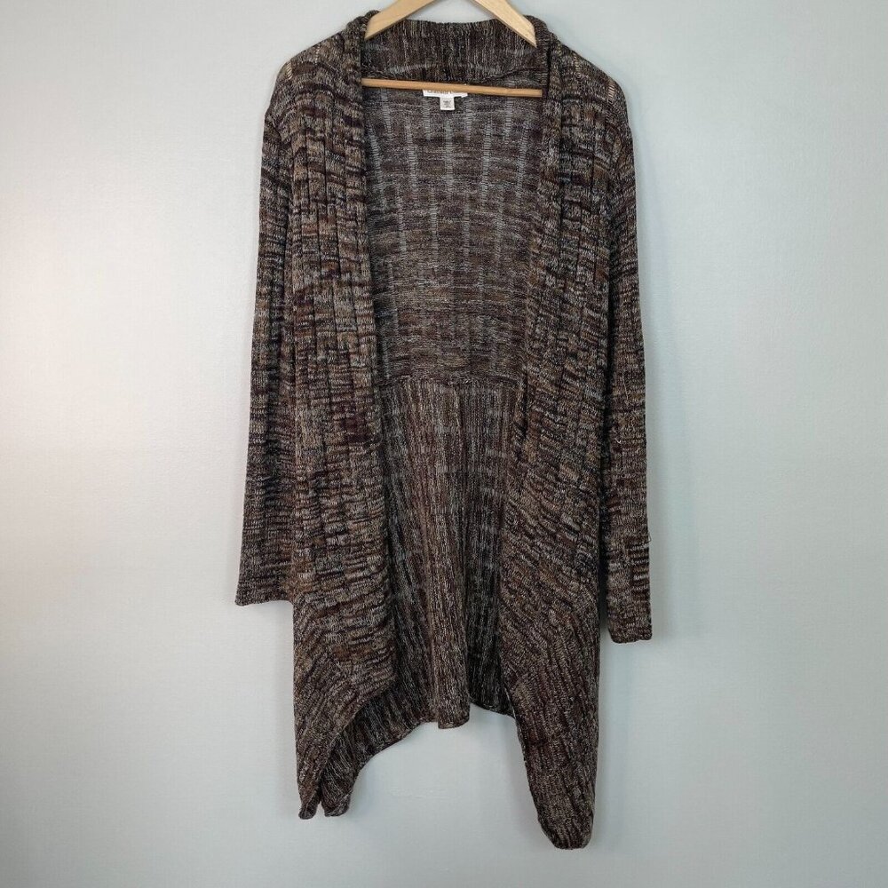 Coldwater Creek Cardigan Medium Brown Open-Knit Sweater Women's